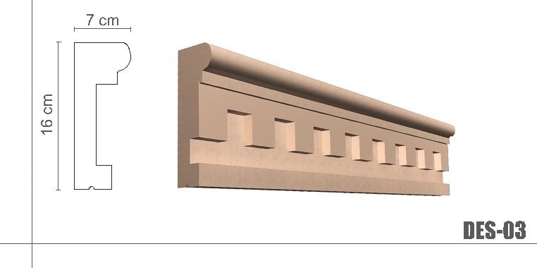 16 cm Genişlik 7 cm Yükseklik Dış Cephe Söve | DES-03