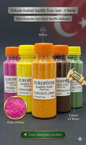 Karışık Renk 5'li Flok Tozu (Kadife Tozu) Seti-2